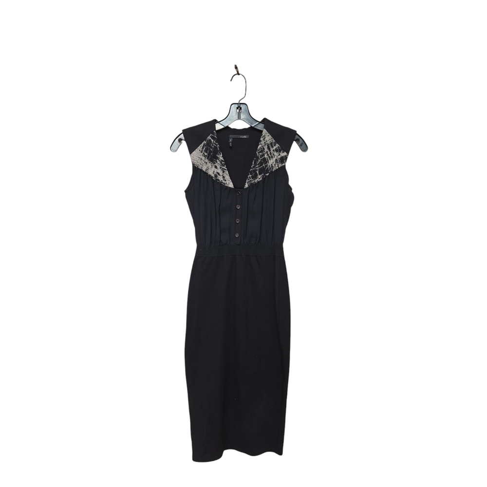 Obakki Black Sheath Midi Pencil Dress 100% Virgin Wool Size XS